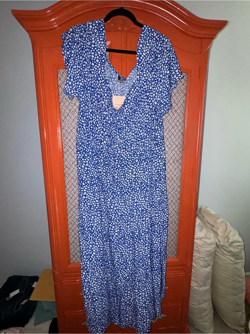 BloomChic Royal Blue Floral V-Neck Maxi Dress